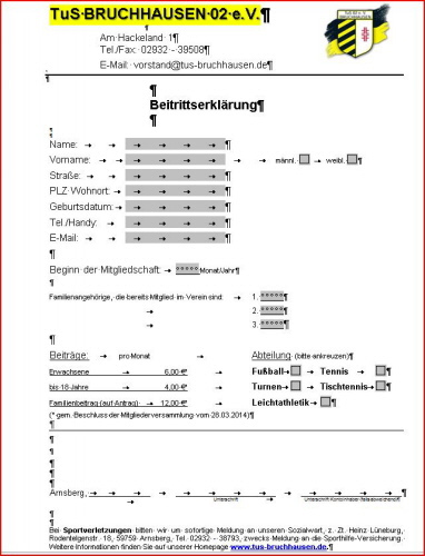 Mitgliedschaft - TuS Bruchhausen -